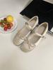 Soft Cute Candy Color Inner Height Increase Round Head Splicing Bow Mary Jane Single Shoes Women's Shallow Mouth Grandma Shoes