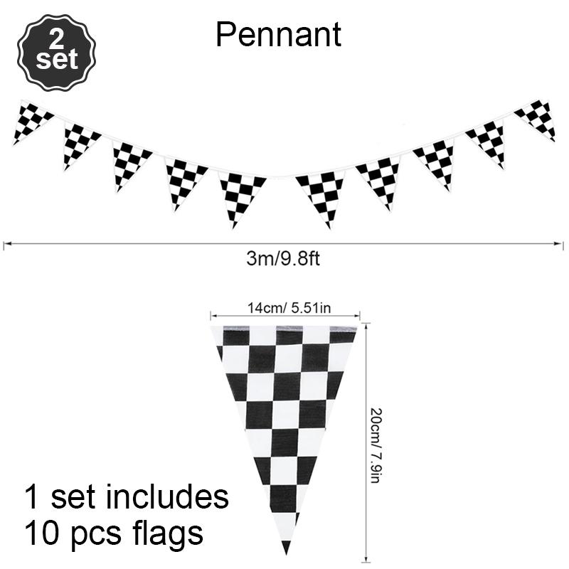 Hanging Flag Black and White Checkered Racing Pennant Banner for Nascar Theme Race Car Birthday Formula 1 Party Decoration Favor