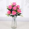 12 Heads Real Happy Silk Flower Mini Photography Photo Gift Valentine's Day Natural Flower Plastic Fake Rose Flowers Bouquet