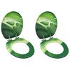 Soft Close Toilet Seat Set 2 pcs MDF Green Water Droplet Design