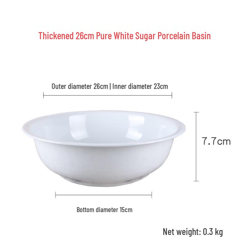 Classic Large White Enamel Basin for Washing, Mixing, and More: Thickened Design for Kitchen Use