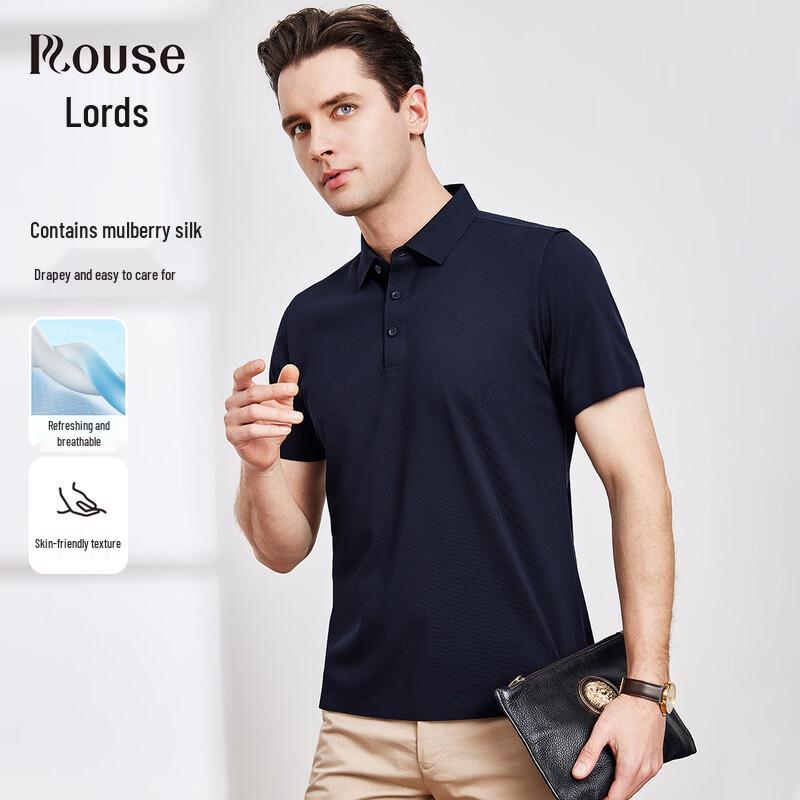 Loz Men s Mulberry Silk Blend Short-Sleeve Polo Shirt 50
