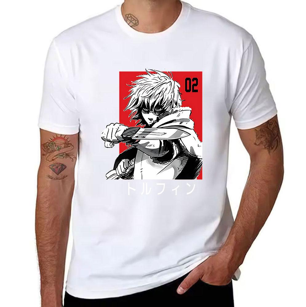 Unisexs Cotton Tshirt Anime Style Character Holding Knife Print Casual Short Sleeve Tee Top