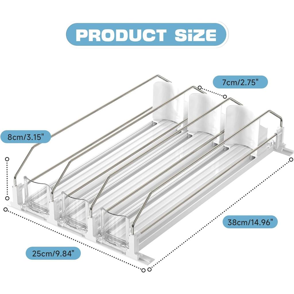 3/4 Grids Fridge Canned Beverage Organizer Spring Self-Sliding Soda Drink Can Dispenser for Kitchen Refrigerators Storage Shelf