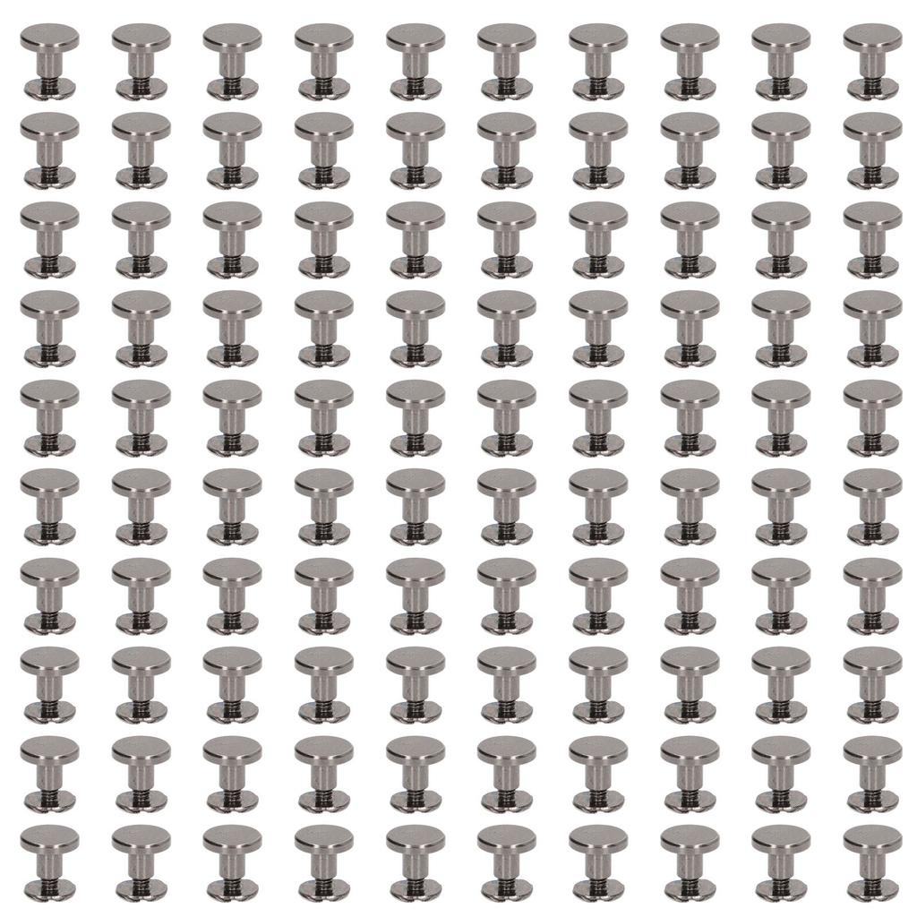 100 Sets Metal Chicago Binding Screws Electroplated Brass Arc Surface Round Flat Head Leather DIY