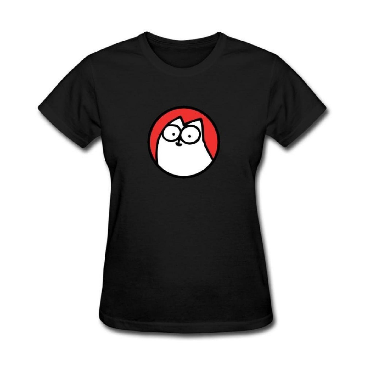 

XIULUAN Women s Simon s Cat Logo T-shirt Size L ColorName Short Sleeve M