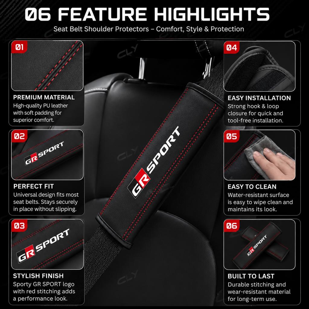 Car Stickers Seat Belt Ornaments Shoulder Protectors in the car For toyota GR SPORT