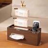 Luxury Wooden Tissue Box with Remote Holder - Desktop Organizer for Living Room, Hotel - Stylish Facial Tissue Dispenser