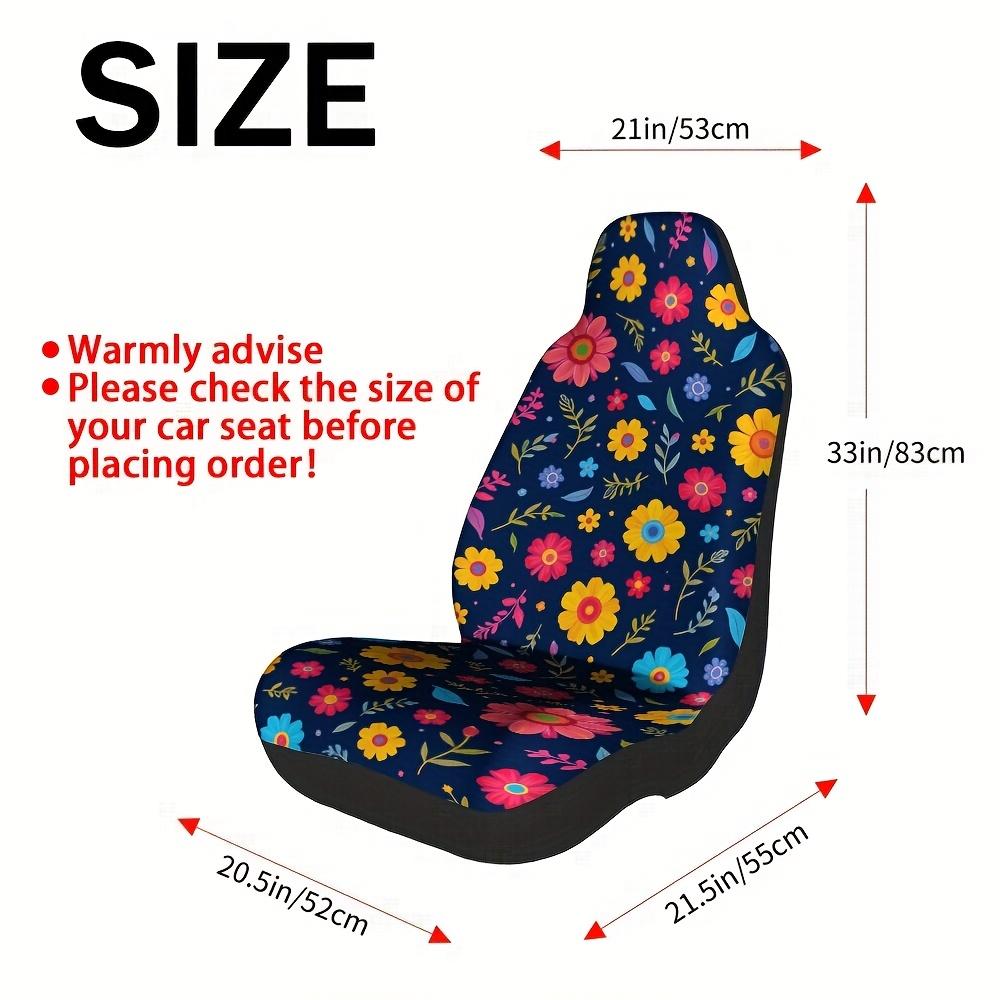 2 Stück Florale Autositzbezüge - Lebendig, Rosa, Gelb, Grün, Lila, Orange, Rot, Braun, Marineblau, Türkis, Goldfarben, Fahrzeuginnenraum-Upg