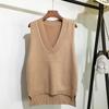 Chic V-neck Knitted Vest Womens Sweater Autumn And Winter New Loose Pullover Sweater Vest Casual Warm Sleeveless Sweaters 11810