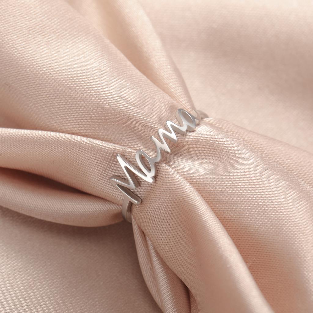 Letter Mama Ring Women Stainless Steel Minimalist Finger Rings for Mother Jewelry Mother's Day Gift