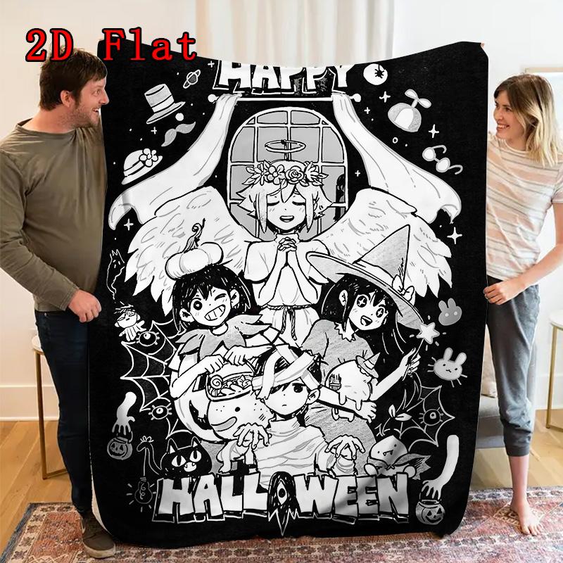 Omori Halloween 2D Flat Pattern Flannel Blanket High quality All Seasons Warmth and Comfort Perfect for Christmas Gifts.PMT0914174