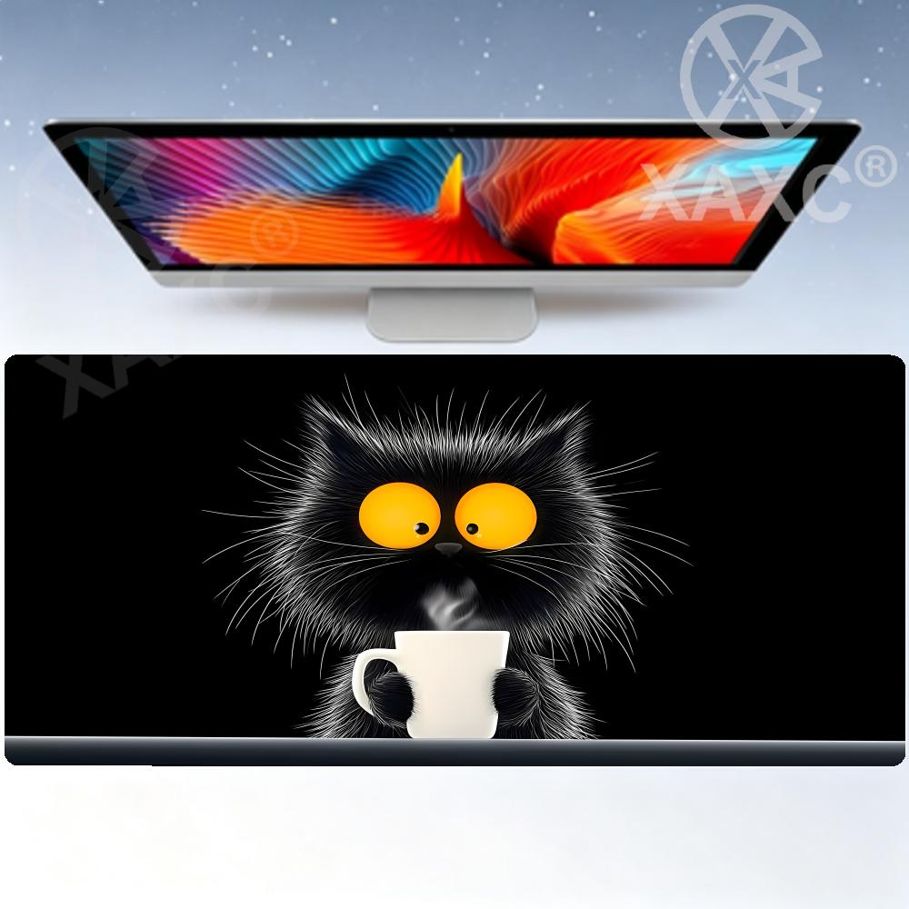 Funny Black Cat Mouse Pads Cute Cat Computer Xxl Mausepad Company Desk Mat Large Mouse Pads900400mm Xaxc Use Home Office