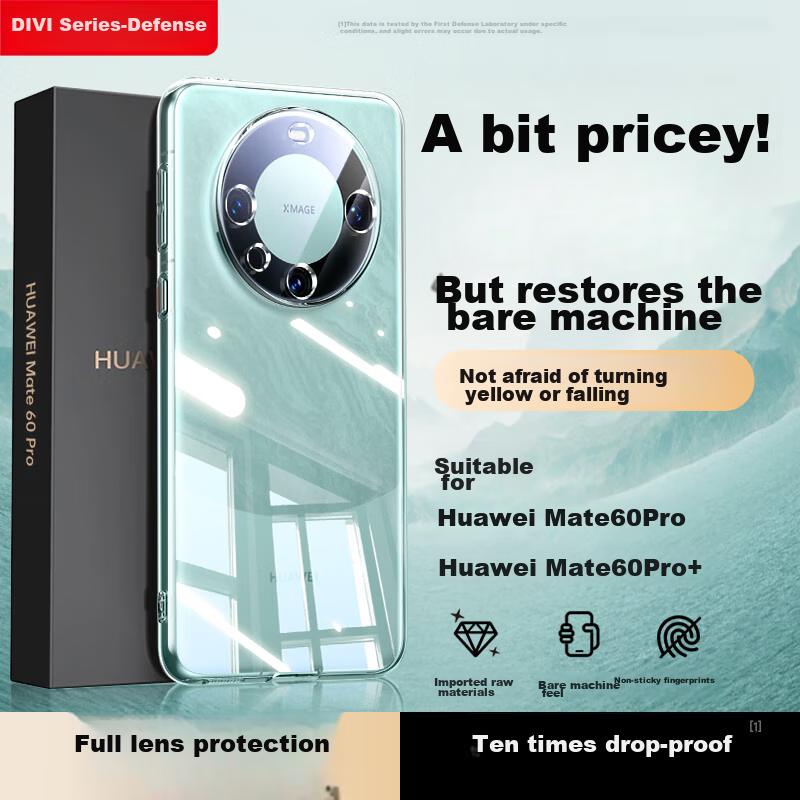 Phone Case for Huawei Mate60, Transparent Soft Cover with Full Protection, Ultra-Thin Airbag Silicone Case for Mate60