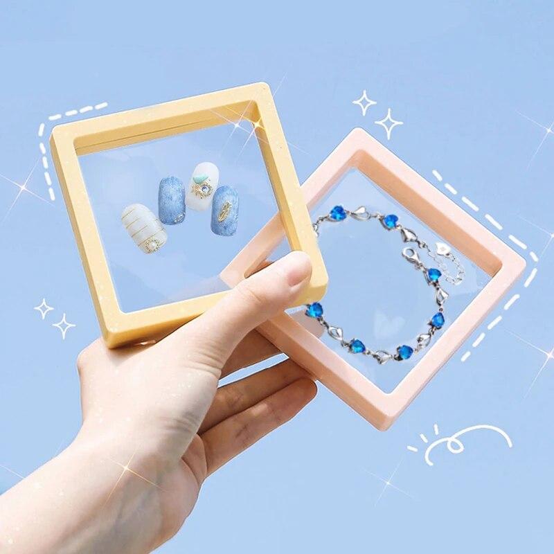 Press On Nails Container, Nail Art Decoration Jewelry Storage Box 9*9cm, Dustproof Display Case