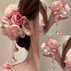 Tassel Hanfu Hair Accessories Ancient Style Pink Chinese Style Hair Clip Headdress Headpieces Flower Hairpin