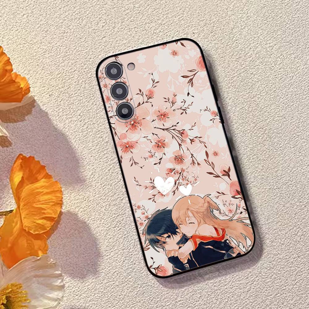 Sword Art Online kirito and asuna Phone Case Black Silicone Soft For Samsung Galaxy A73,A72,A71,A70,A53,A52,A51