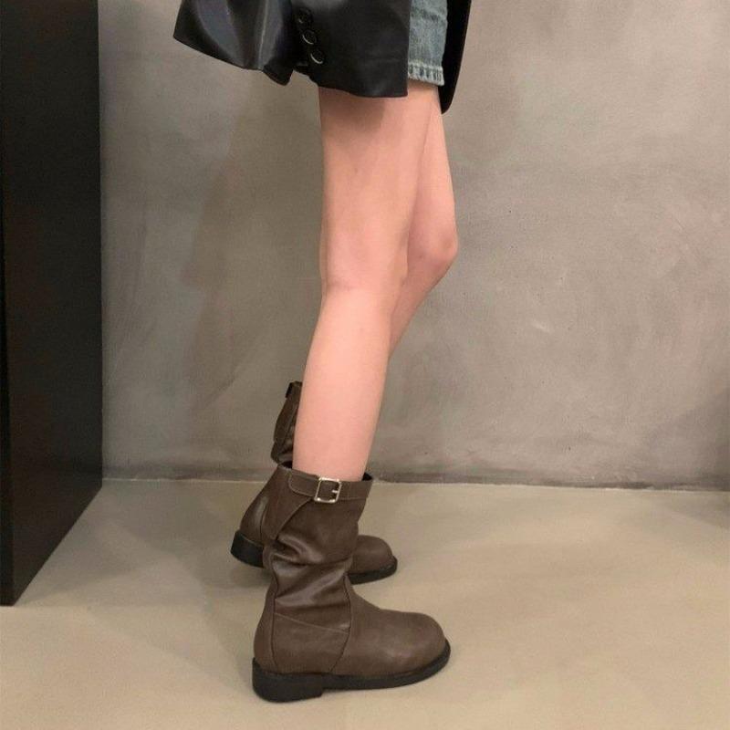 

Ретро обувь, Простые ботильоны на низком каблуке, Новая универсальная женская обувь, Ботильоны Dui Dui, Мотоциклетные ботинки 35