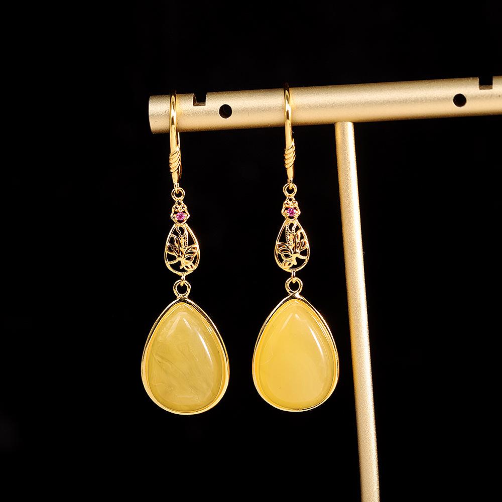 

Стильные серьги-капли: Серебро S925, Позолота, Натуральный Янтарь, Женские Украшения (Набор из 12)