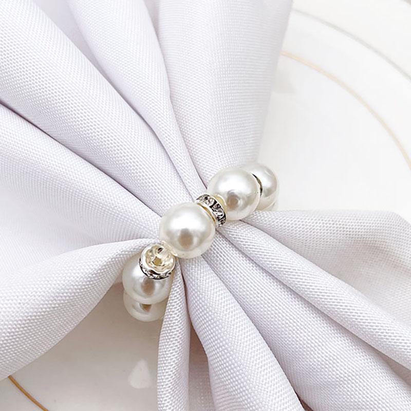 exquisite pearl inlaid diamond napkins ring Wedding Christmas Table Decor Stylish Dining Accessory for Holiday Party