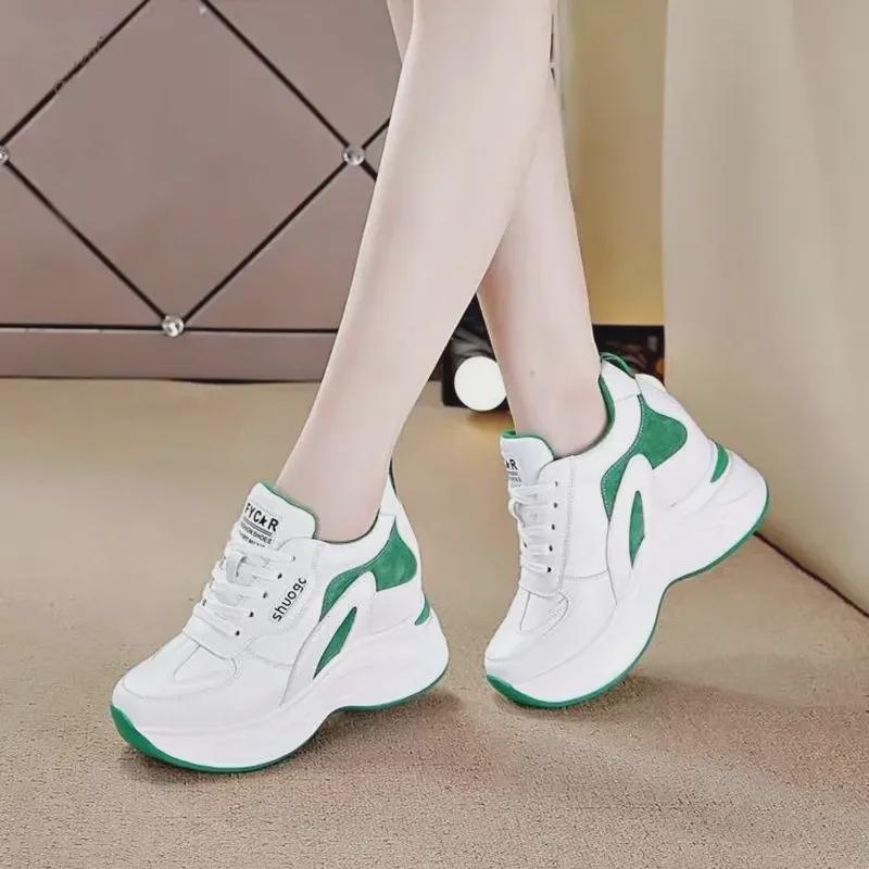 Women's Height-Enhancing Sneakers - 2023 Fashion - Thick-Soled Slimming Casual Shoes - Spring & Autumn White Dad Shoes