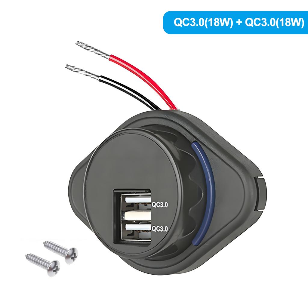 12V розетка для автодома 18 Вт QC3.0 USB-A и 36 Вт PD3.0 Type-CПорт Зарядное устройство Розетка питания с водонепроницаемой пружинной крышкой для автомобиля Морского транспорта