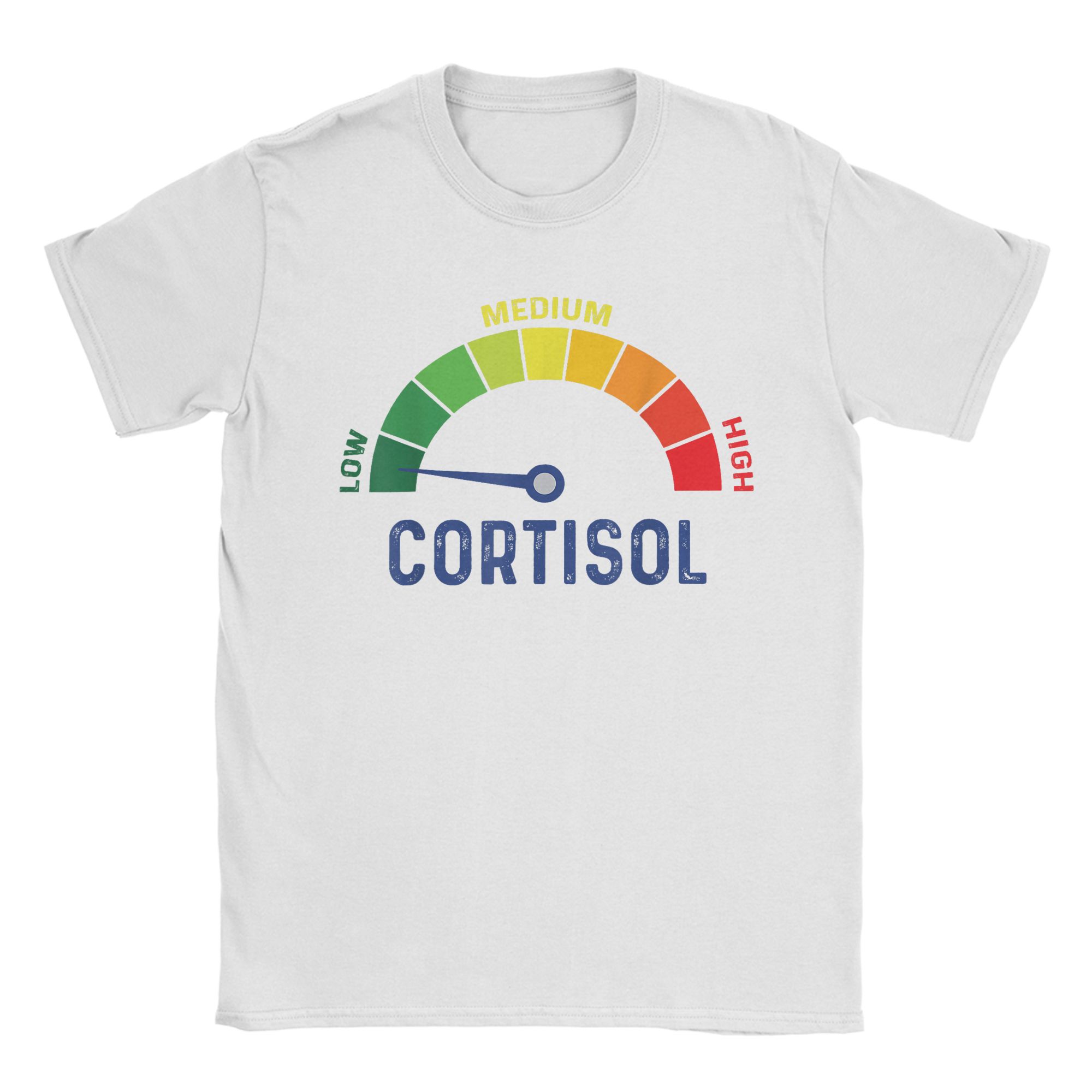 

Мужская футболка с мемом про низкий уровень кортизола 100% хлопок Одежда Сумасшедшая Футболка с коротким рукавом и круглым вырезом Печатные футболки S