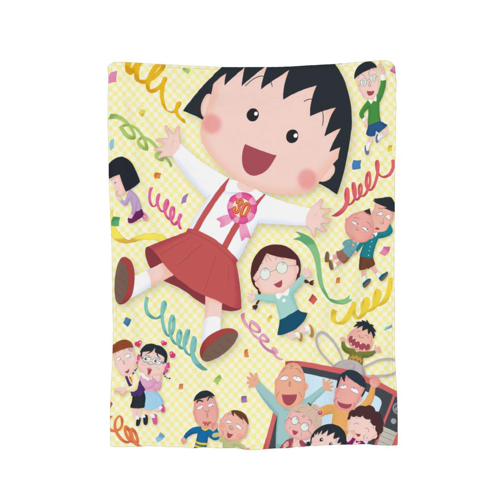Anime Chibi Maruko Chan Blankets Flannel Spring Autumn Breathable Lightweight Throw Blankets for Sofa Travel Bedspreads