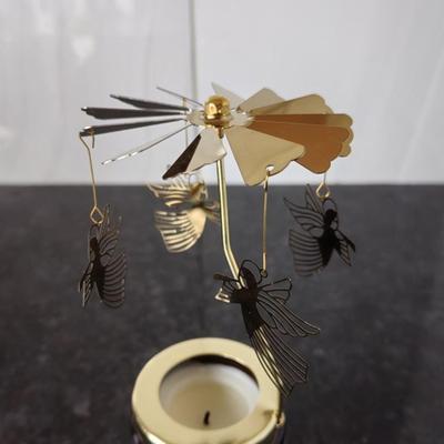 Creative Golden Rotating Candle Holder Carousel Tea Light Cup Standing Lamp Rack Gift Wedding Christmas Party Home Decorations