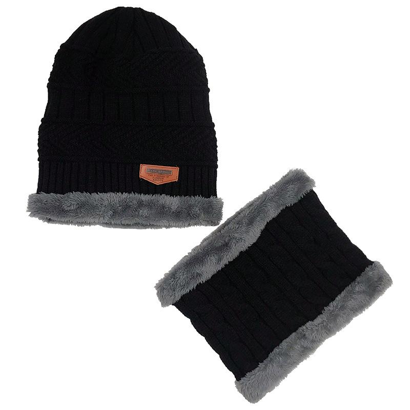 Adult Winter Wool Hat, Men'S Velvet Knitted Hat, Women'S Pullover Scarf, Two-Piece Hat Scarf