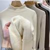 Women's Autumn Winter Half-High Neck Sweater Fleece-Lined Thickened Integrated Fleece Knit Top Warm Inner Wear Base Layer