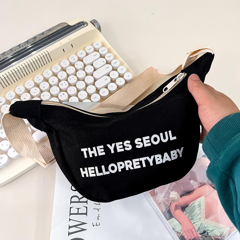 

Charming Corduroy Crossbody Bag For Kids With Letter Design Ultra-lightweight чёрный