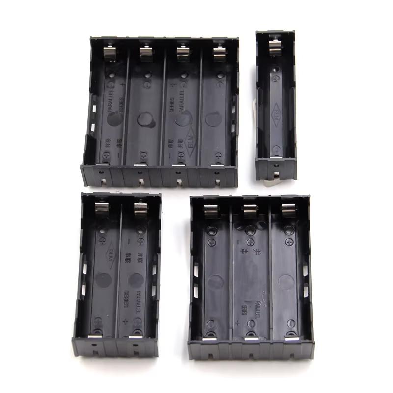 18650 Battery Case Holder 1/2/3/4 Slots 3.7V-4.2V DIY Battery Storage Box In Parallel Black Plastic Batteries Case With Hard Pin