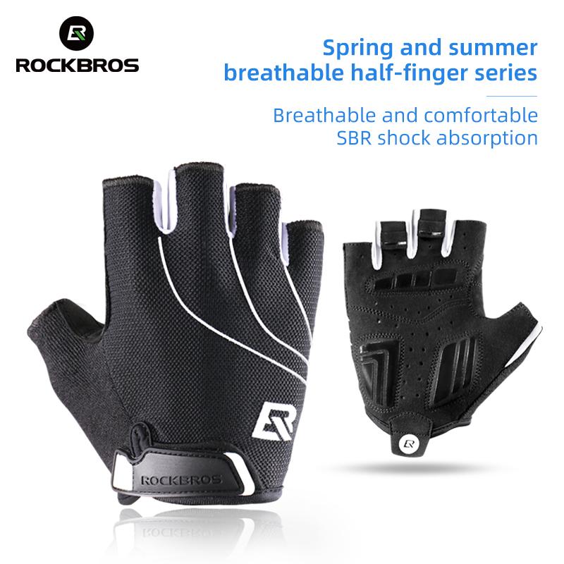 Guanti da Ciclismo Rockbros Bici Ammortizzanti Imbottiti in Schiuma Mezza Dita Corti Antiscivolo Traspiranti Mtb Dh Rode Bicicletta Guanti da Uomo