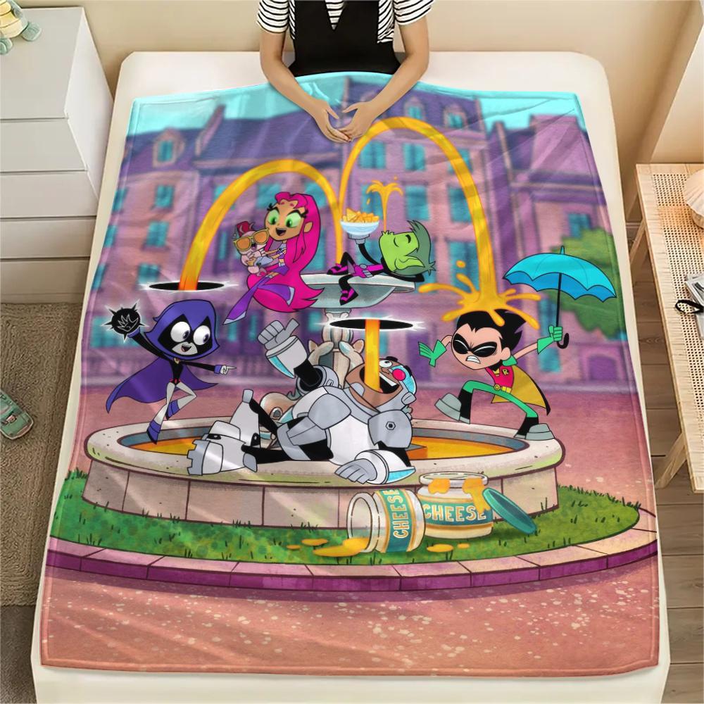 Teen Titans Go Character Blanket, Youth Throw for Home Decoration, Exclusive Gift for Modern Cartoon Fans.chl