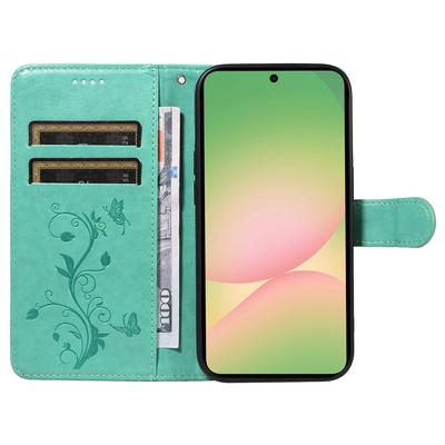 For Samsung Galaxy A57 5G PU Leather Cases Flower Pattern Wallet Stand Phone Cover with Strap