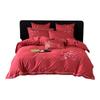 Wedding Cotton Embroidery Four-Piece Bedding Set - Duvet, Fitted Sheet, Bed Sheet - Perfect for Dowry Gifts