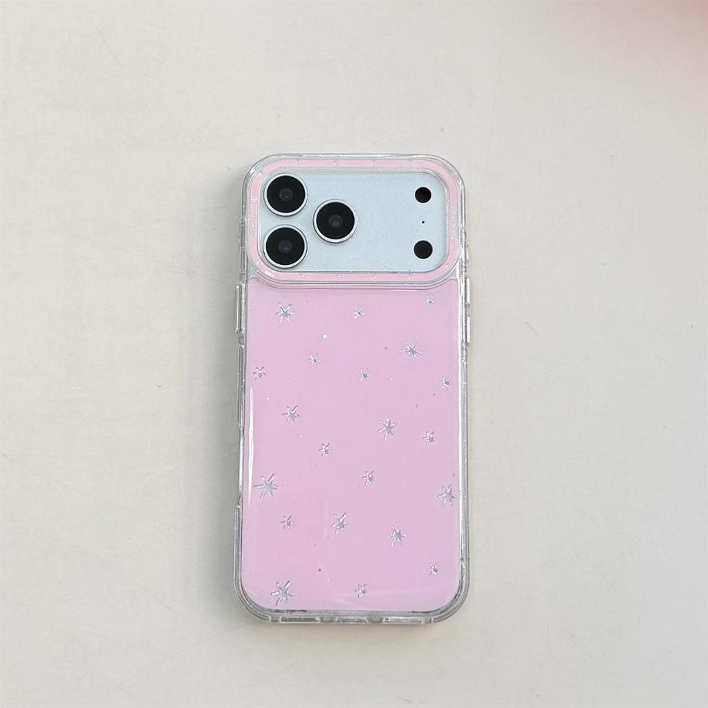 Gold-Plated Epoxy White Stars Anti-Fall Phone Case for iPhone 14/13/ProMax