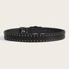 Women Punk Goth Rivet Black Jeans Unisex Men Belt Paw Skull Buckle Waistband
