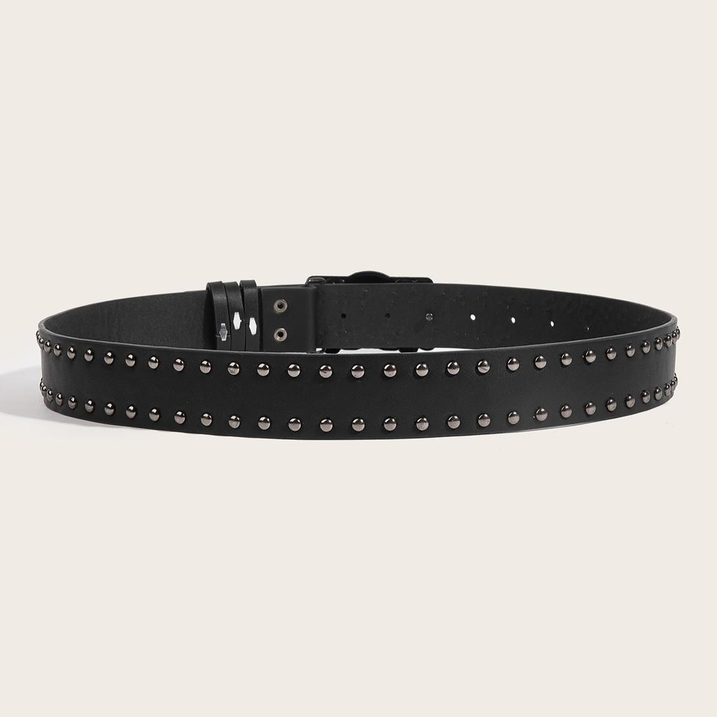 Women Punk Goth Rivet Black Jeans Unisex Men Belt Paw Skull Buckle Waistband