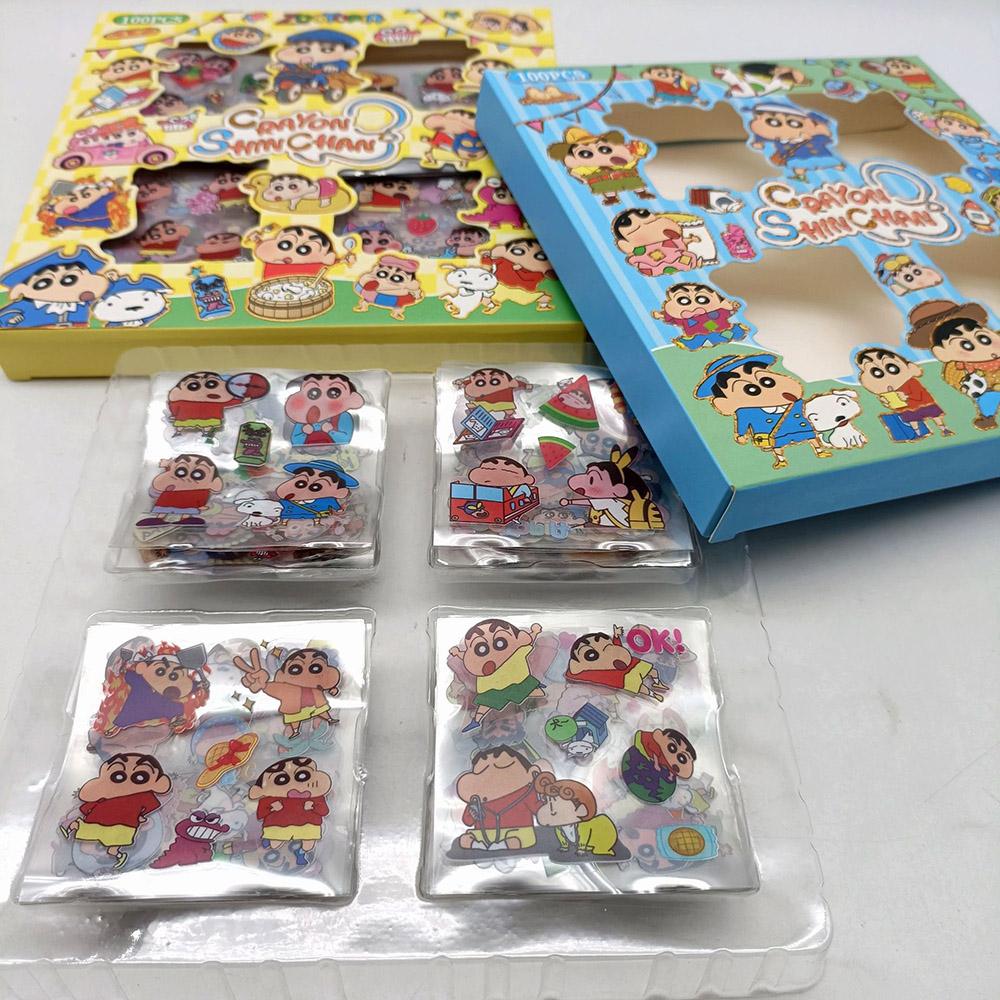 100PCS Crayon Shin-chan Anime Toys Stickers Transparent Applique Computer Skateboard DIY Decoration Accessories Christmas Gifts