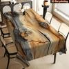 1pc 2D Flat Beautiful Elegant Farmhouse Wood Grain Texture Decorative Rectangular Tablecloth, with Fan-Shaped Edges Fabric, 120G/M2 Thickened Twill Ma