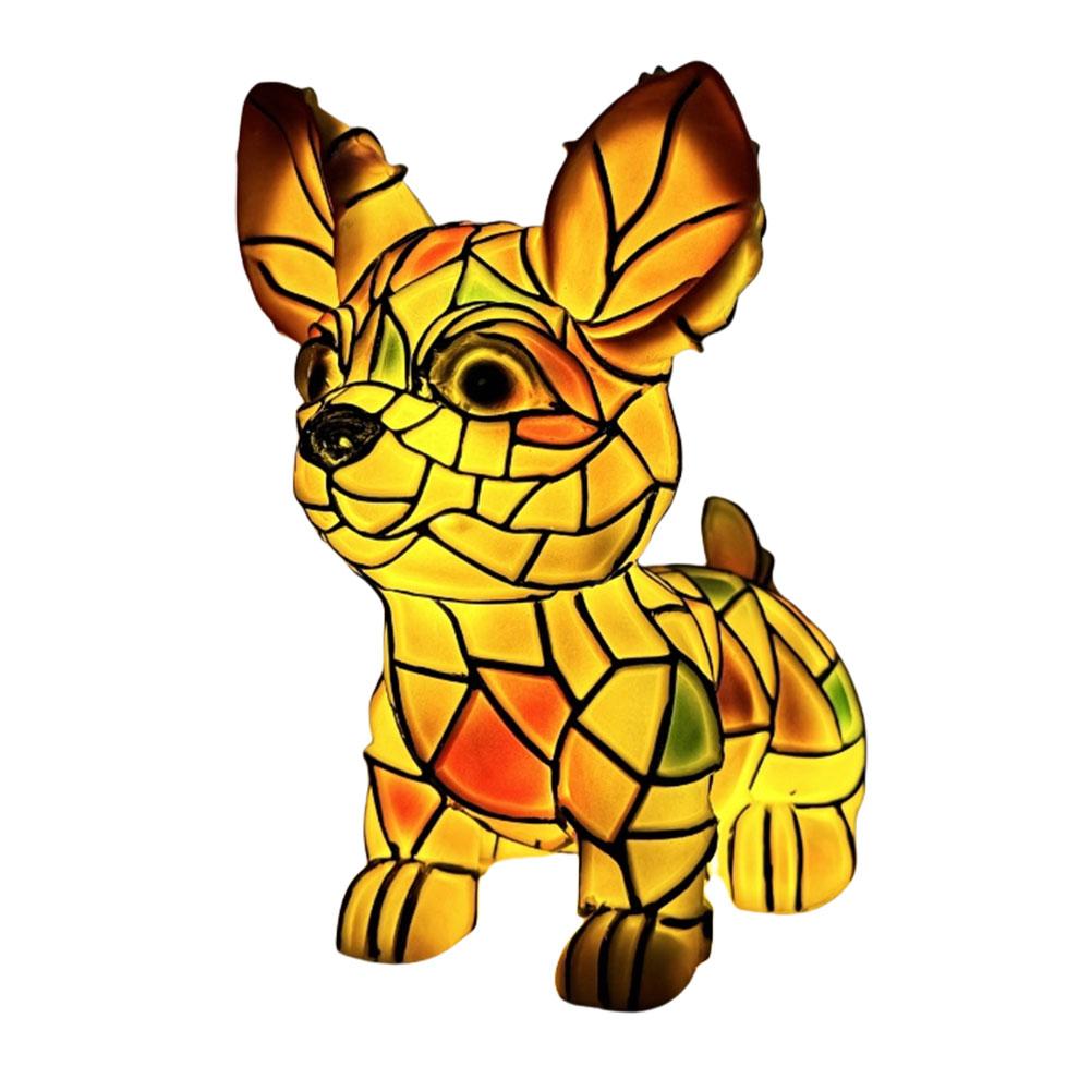 Cat Lamp Animal Art Resin Table Lamp Colorful Vintage Stained French Bulldog Corgi Maine Coon LED Night Light Gifts