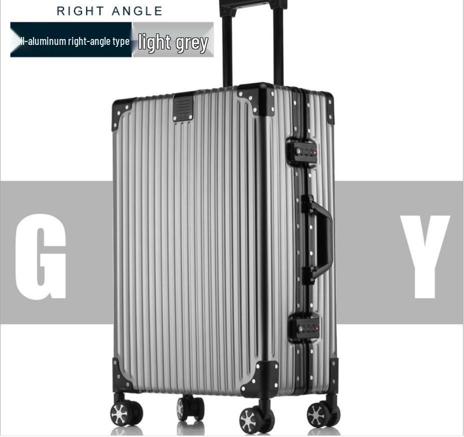 Manai Aluminum-Magnesium Alloy Trolley with Universal Wheels, Metal Luggage for Men, Women, Students, and Business Travel