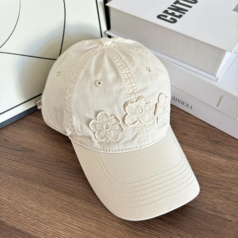 Embroidered Floral Baseball Cap For Women Sun Protections Breathable Acrylic Adjustable Belt Hat