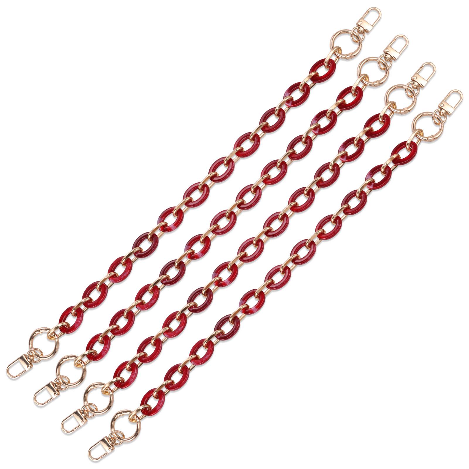 

4Pcs Decorative Bag Chain 40cm Bag Strap Replacement with Carabiner Clasp Bag Straps Eyeglass Chains Phone Case Chains DIY Parts червоний