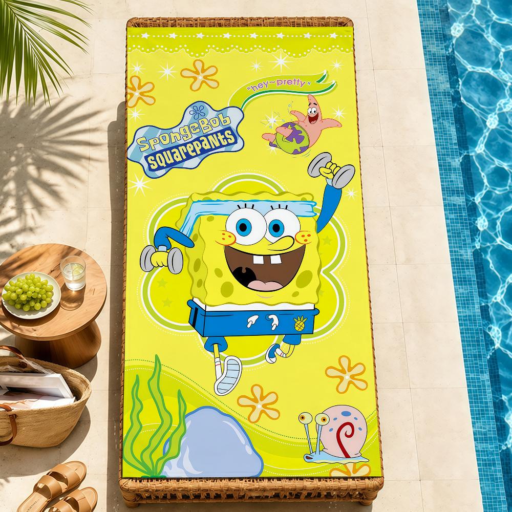 Beach Towels cute b-b-BobS-s Soft fun Quick Dry Pool cartoon s-S-S-SpongeS-eS bathing Towel Travel Gym Spa Camp sport face Gift