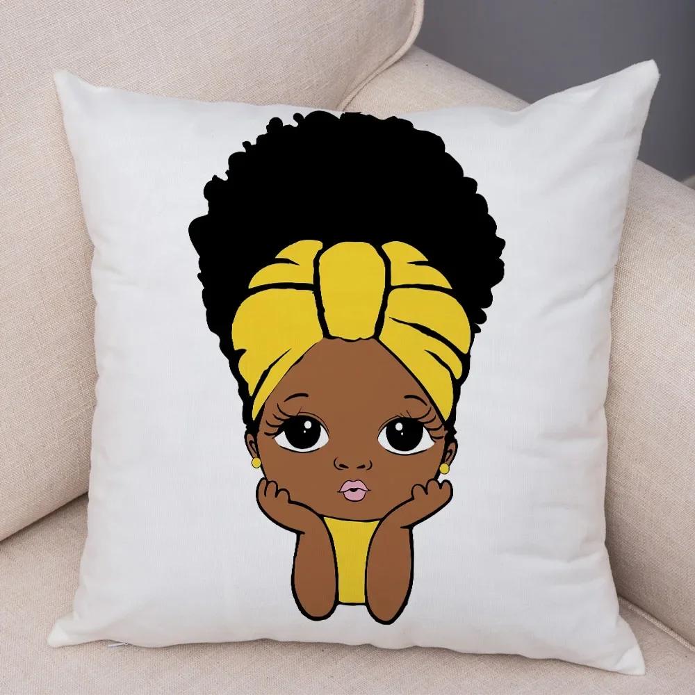 Cute Cartoon Girl Pillowcase Sofa Cushion Cover Home Children's Room Decoration