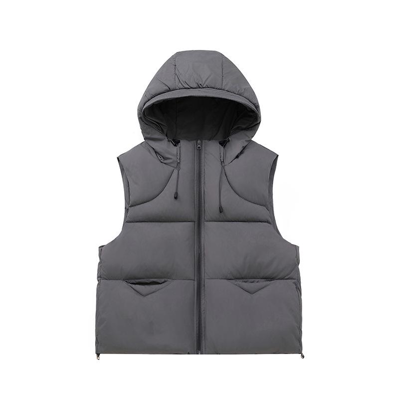 Cotton vest short 2025 new hooded jacket women's autumn and winter sleeveless vest outer vest small women's clothing