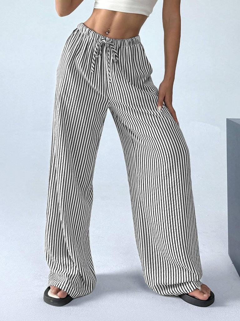 2026 Women's High-Waisted Cross-Color Striped Wide-Leg Pants - New Spring/Autumn Casual Slimming Fit